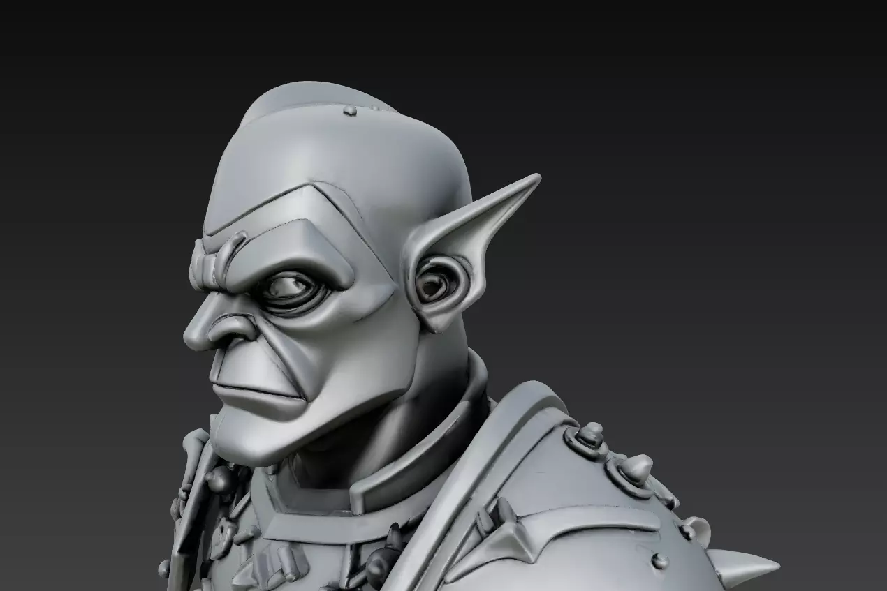Orc Warrior Bust Collection - Stylized Armored CGI - Sculpture _11