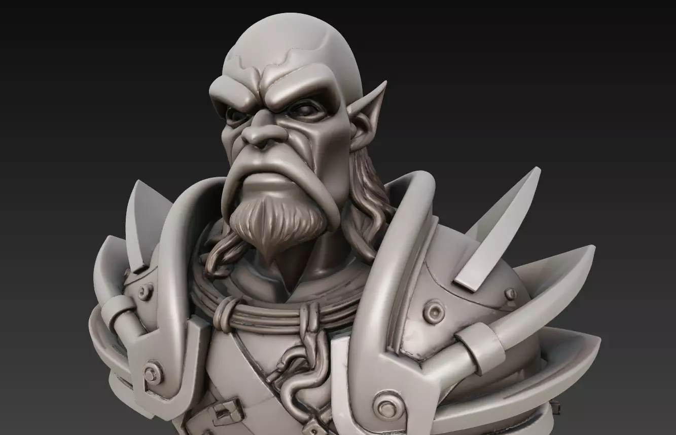 Orc Warrior Bust Collection - Stylized Armored CGI - Sculpture _14