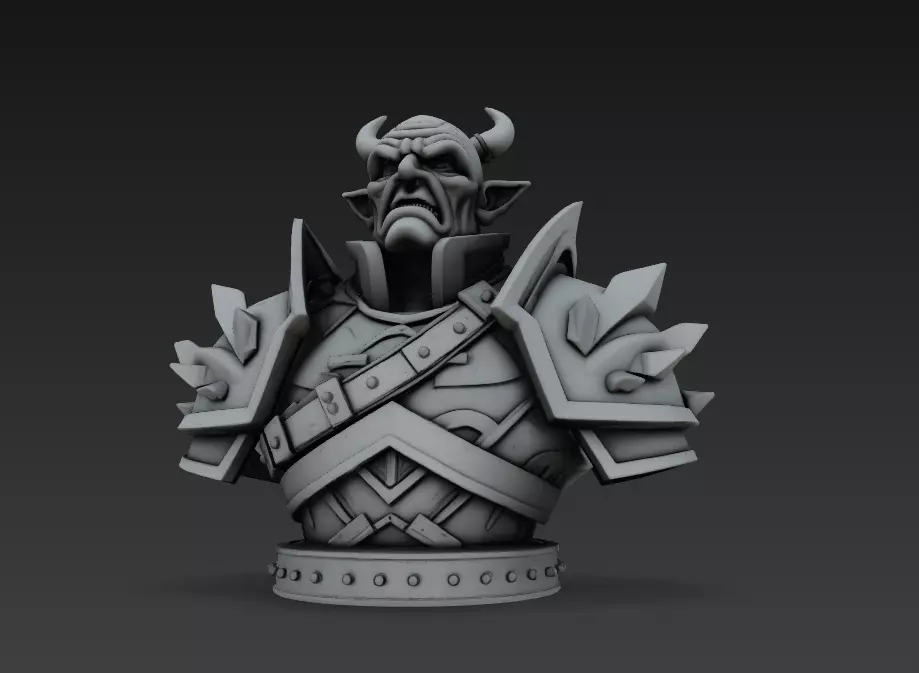 Orc Warrior Bust Collection - Stylized Armored CGI - Sculpture _16