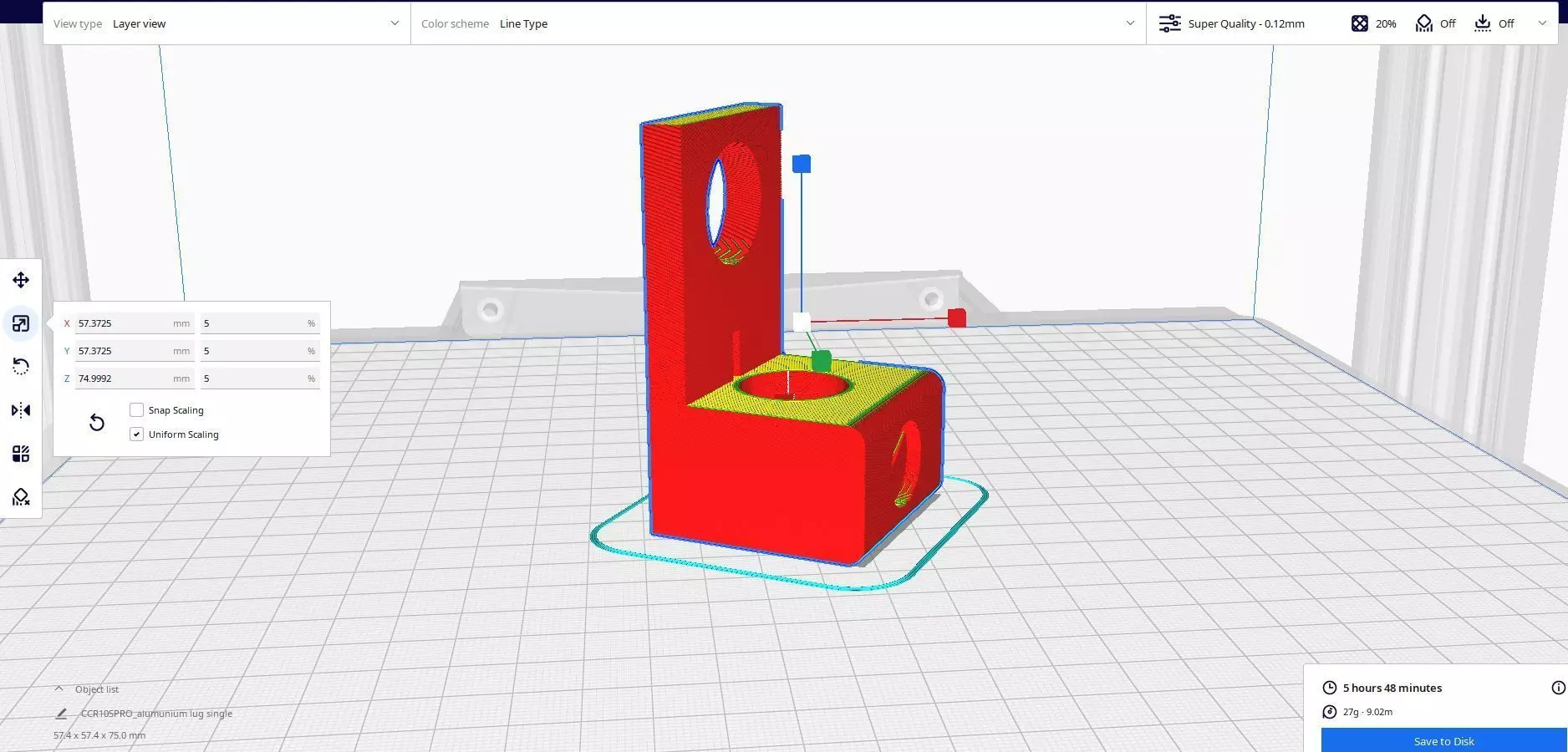 Aluminium Lug Single 3D print model_3