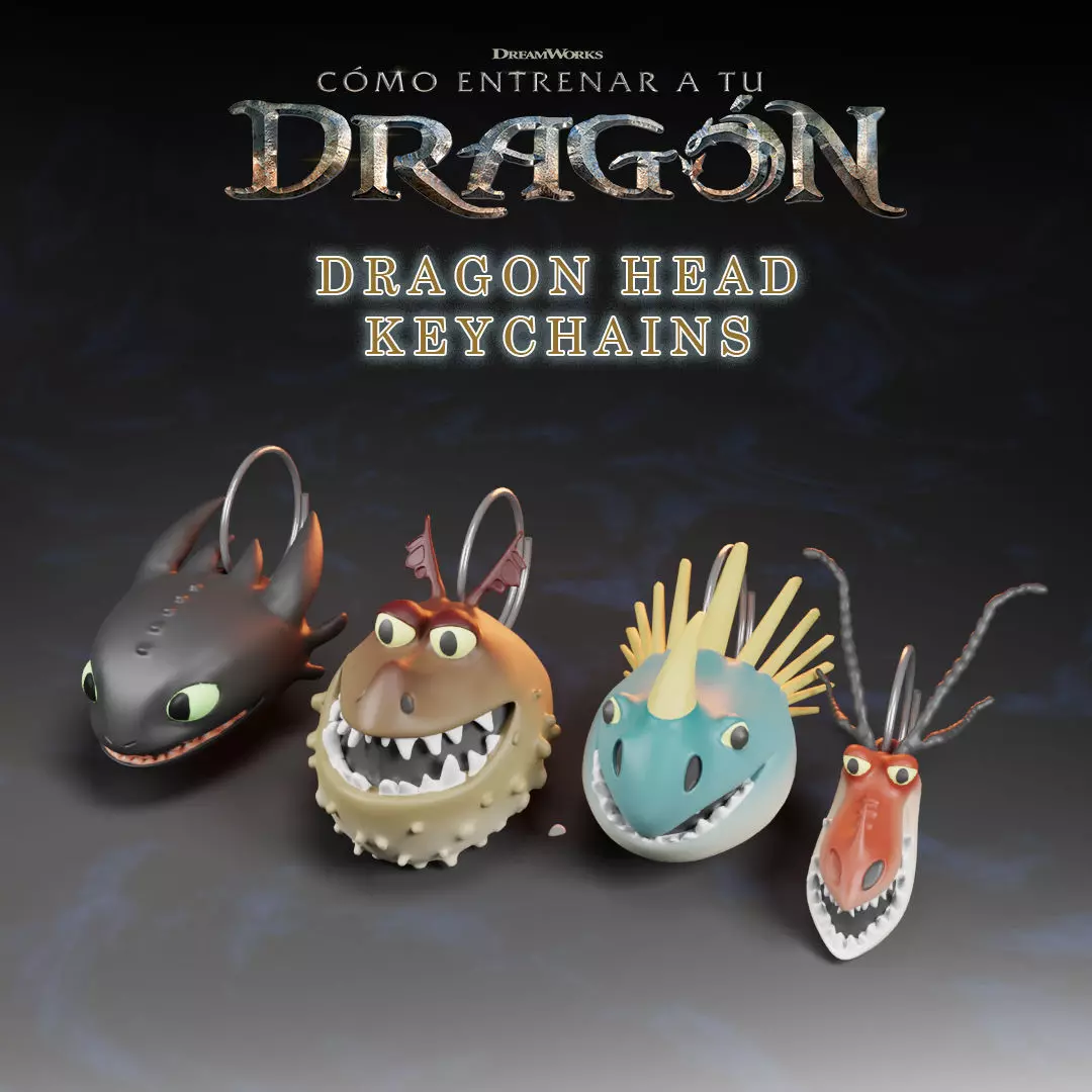 Dragon Head Keychains How to Train Your Dragon 3D print model