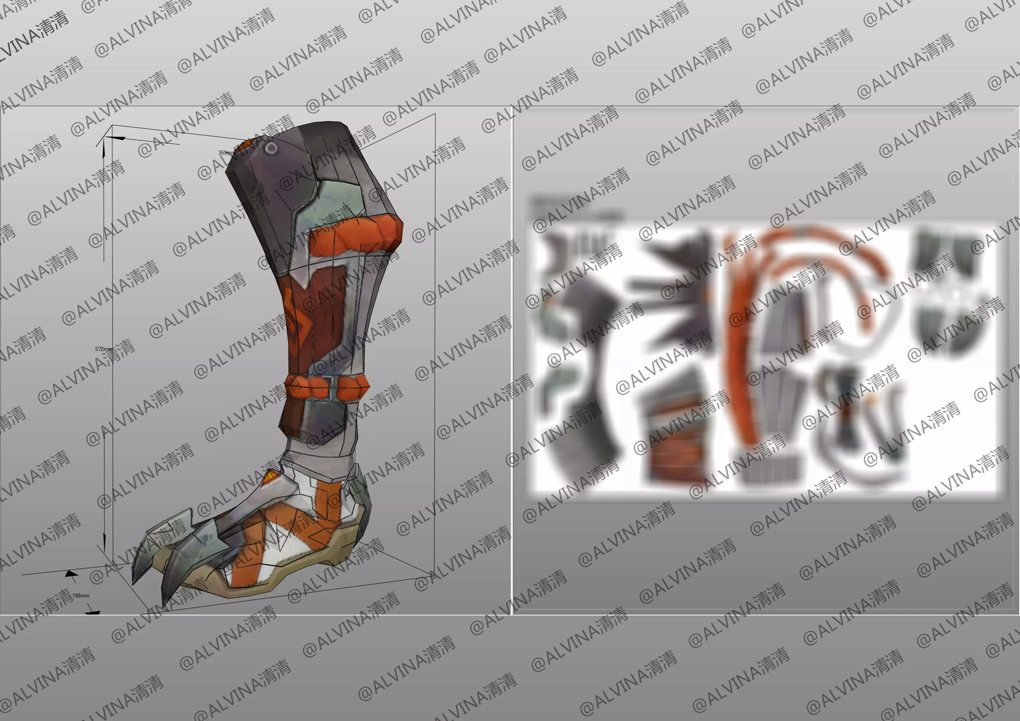 Overwatch Young Genji Armor - DIY Cosplay Pepakura Foam Template Low-poly 3D model_27