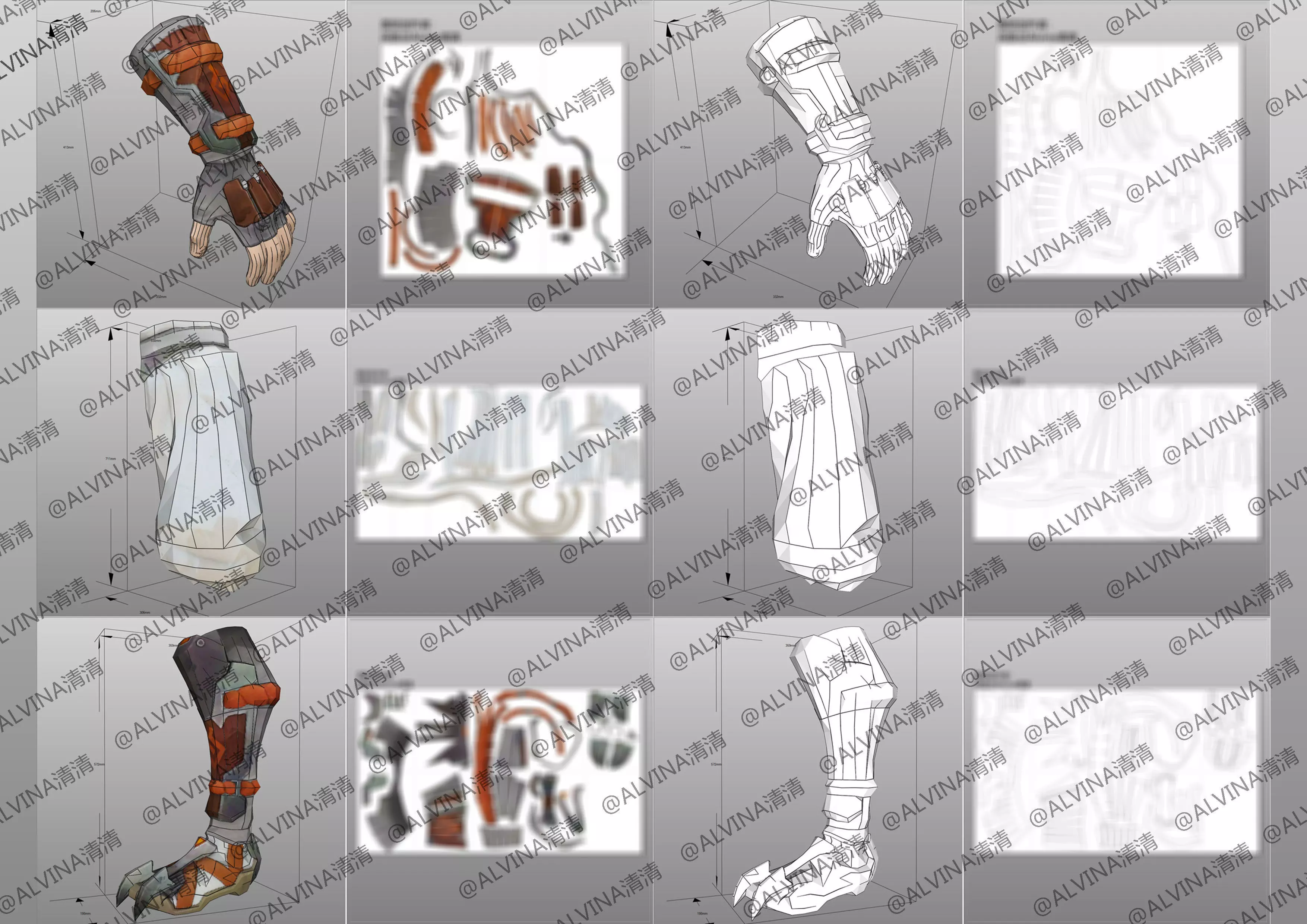 Overwatch Young Genji Armor - DIY Cosplay Pepakura Foam Template Low-poly 3D model_9