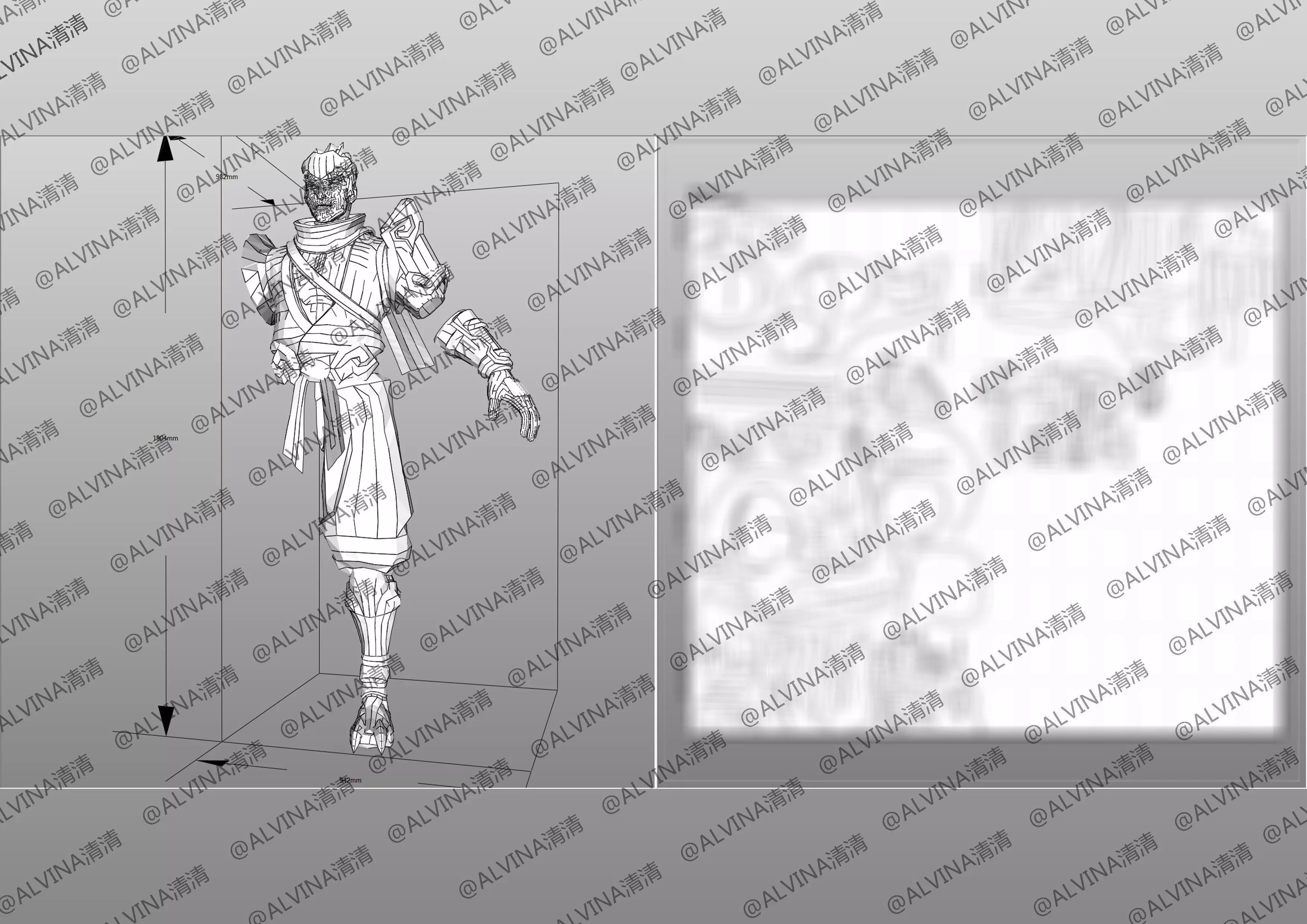 Overwatch Young Genji Armor - DIY Cosplay Pepakura Foam Template Low-poly 3D model_12