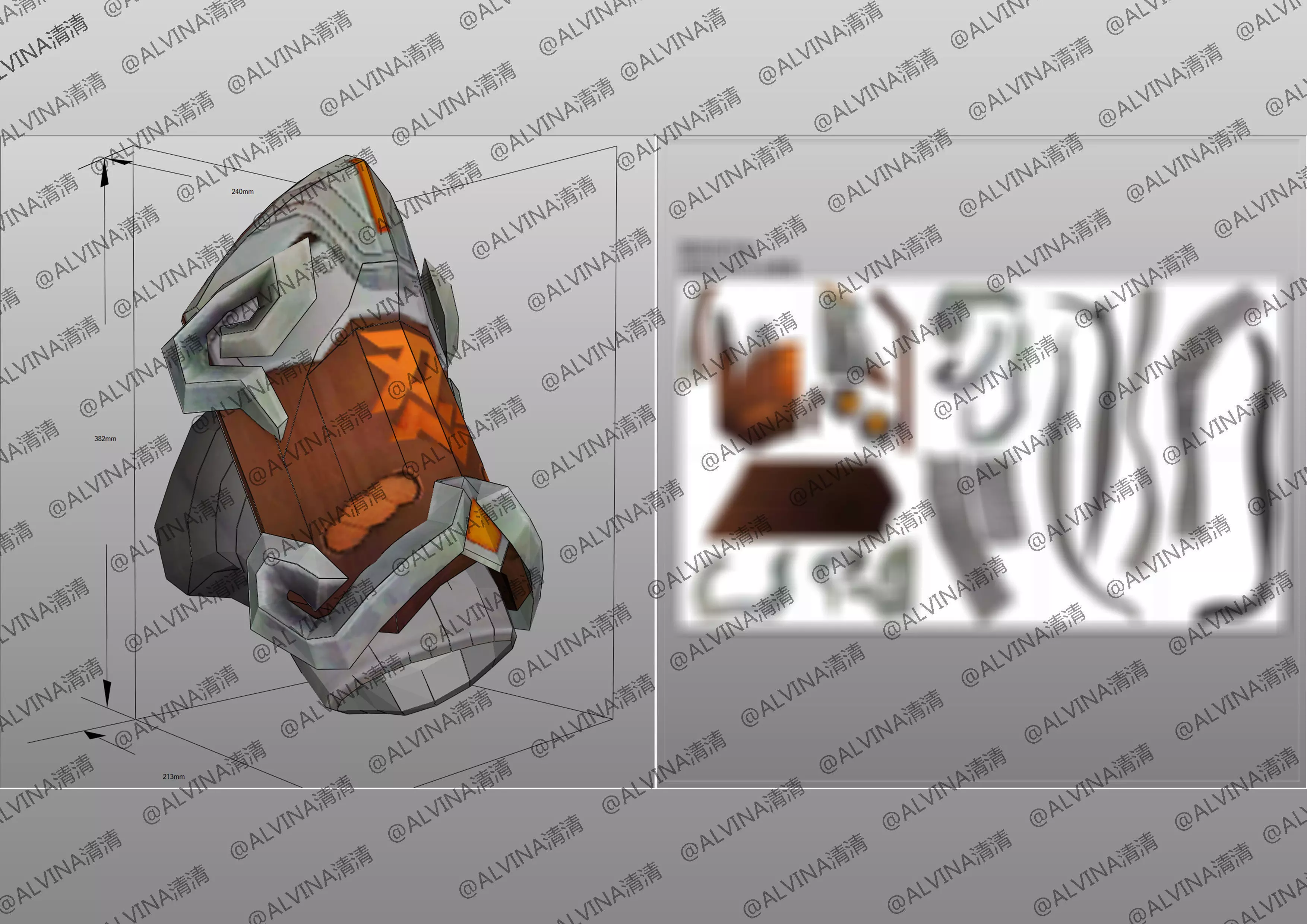 Overwatch Young Genji Armor - DIY Cosplay Pepakura Foam Template Low-poly 3D model_21