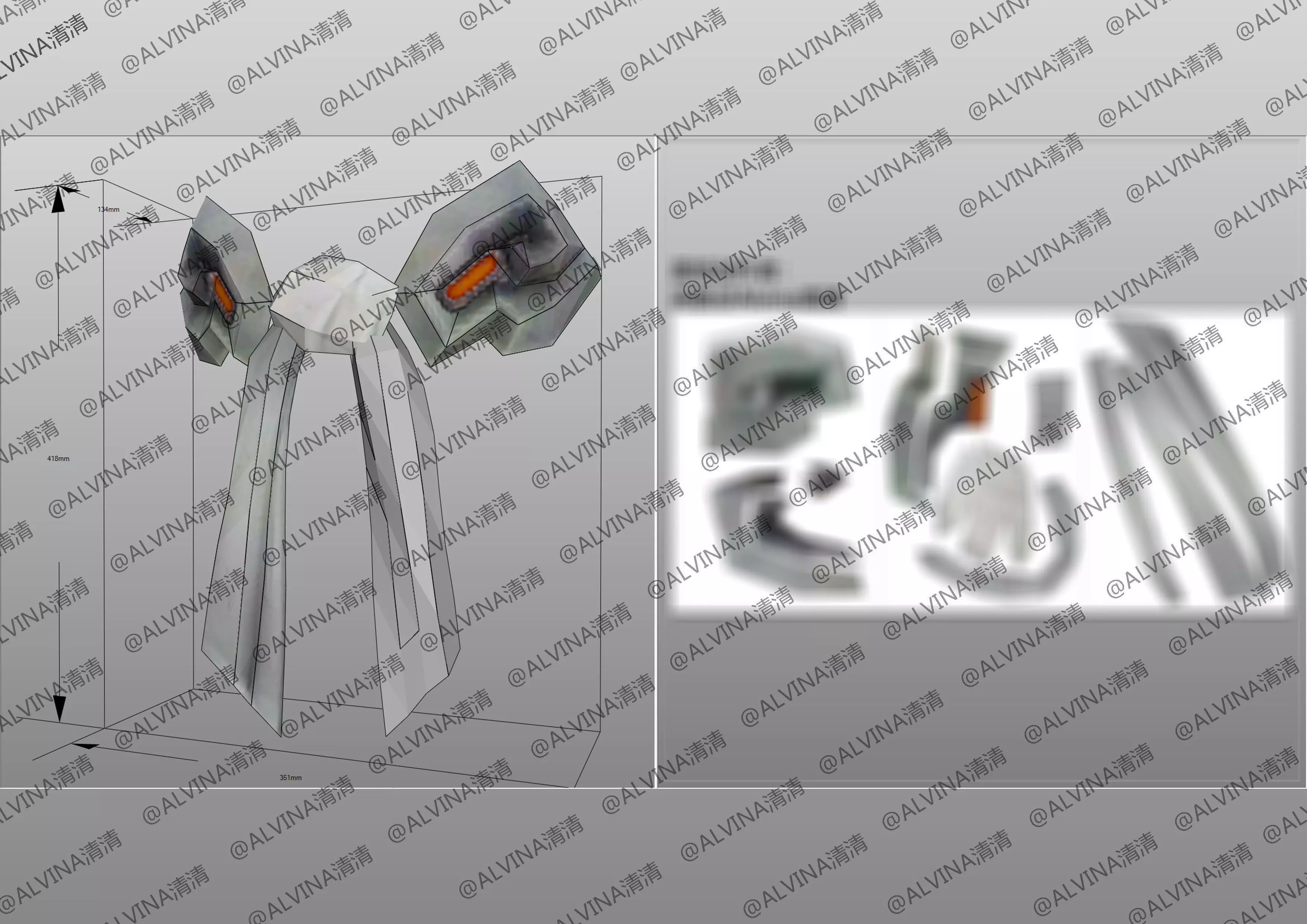 Overwatch Young Genji Armor - DIY Cosplay Pepakura Foam Template Low-poly 3D model_19