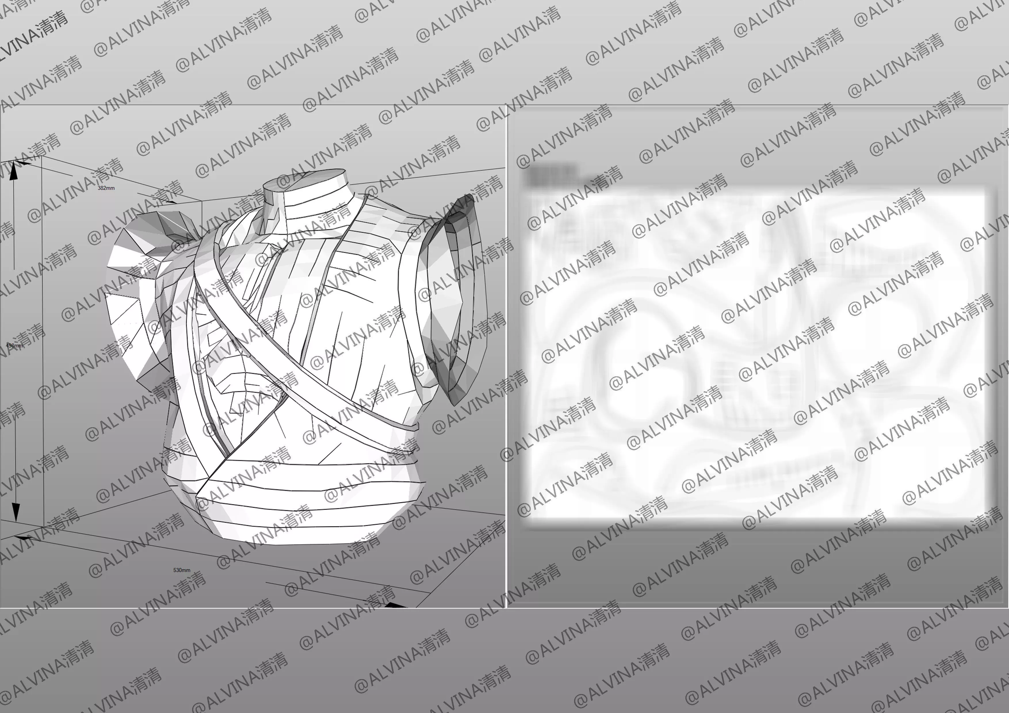 Overwatch Young Genji Armor - DIY Cosplay Pepakura Foam Template Low-poly 3D model_18