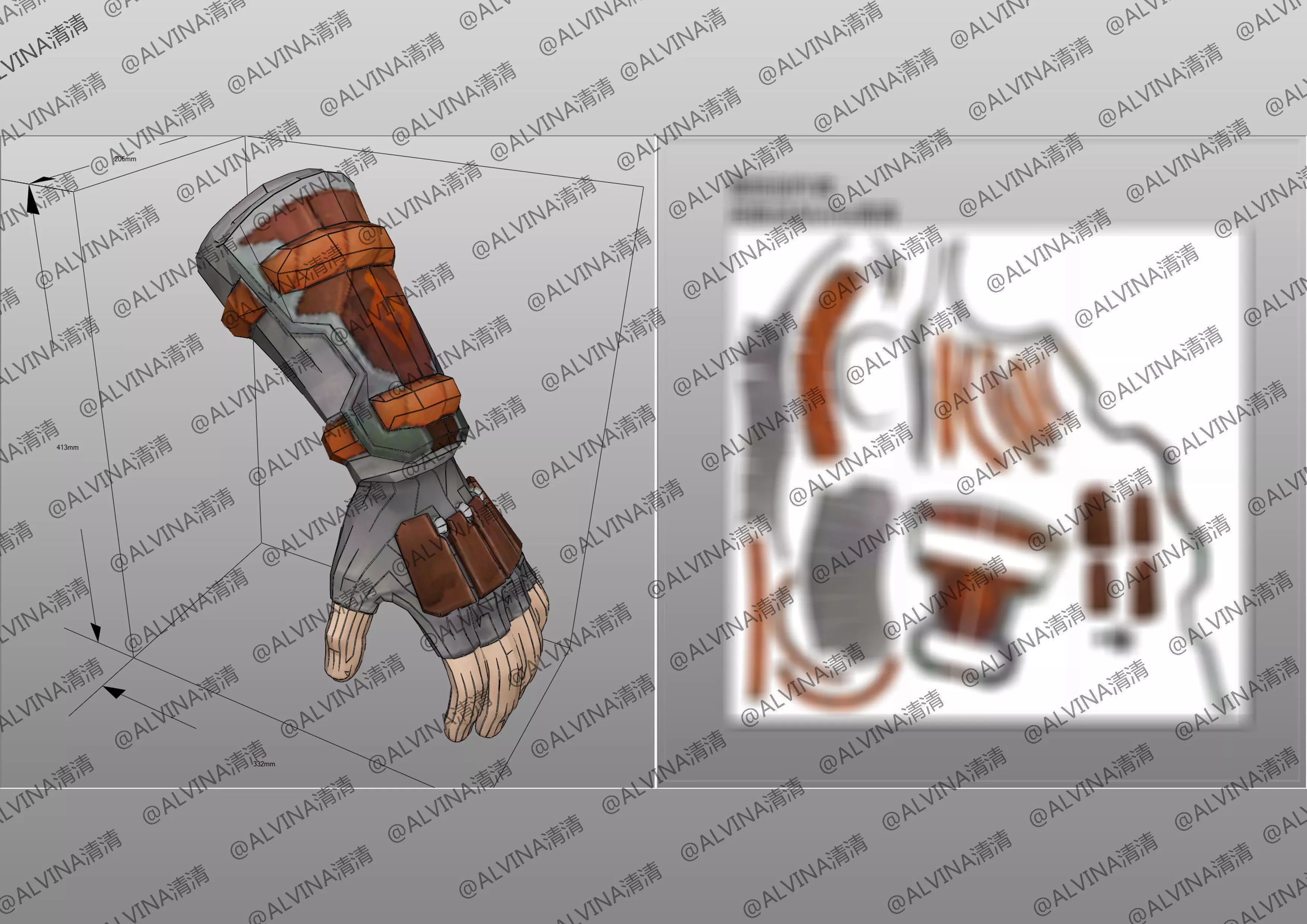 Overwatch Young Genji Armor - DIY Cosplay Pepakura Foam Template Low-poly 3D model_23