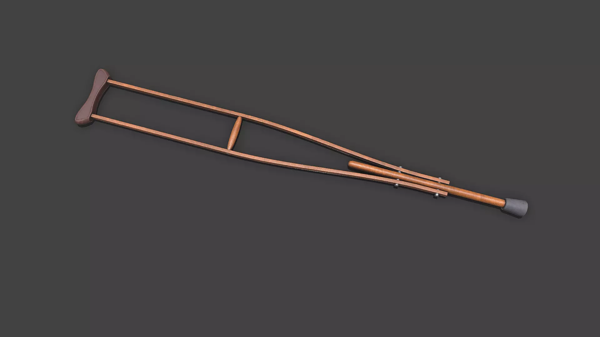 Old Wooden Crutch Low-poly PBR Low-poly 3D model_2