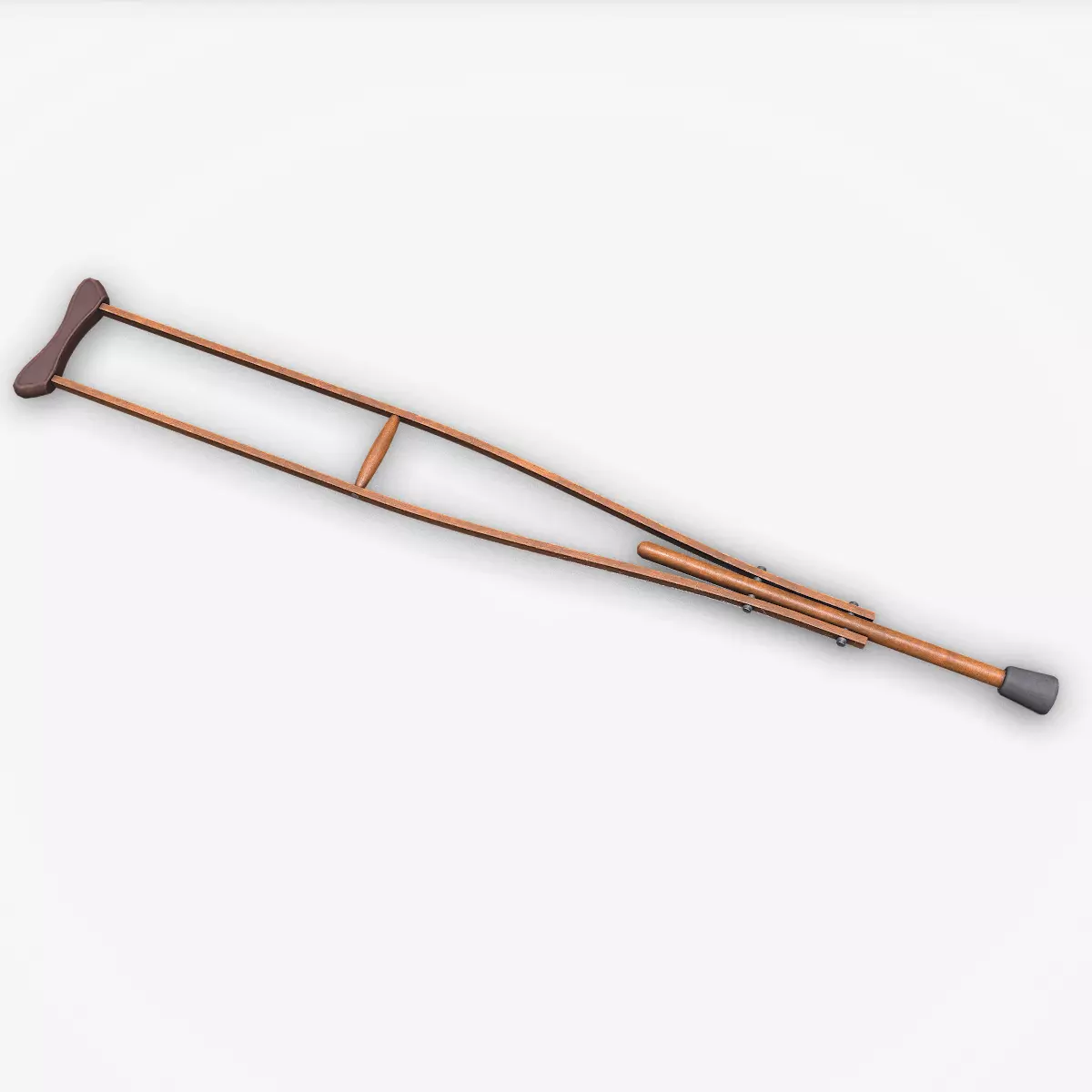 Old Wooden Crutch Low-poly PBR Low-poly 3D model_0
