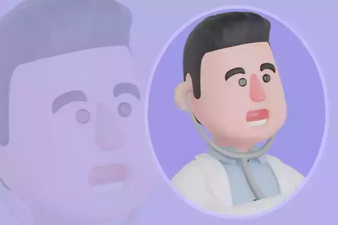 Stylized 3D Male Doctor - Worried Checking Watch