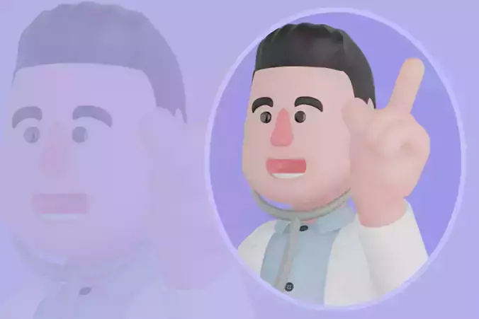Stylized 3D Male Doctor - Pointing Finger with Stethoscope