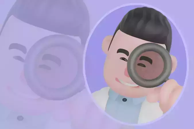 Stylized 3D Male Doctor - Smiling with Magnifying Glass