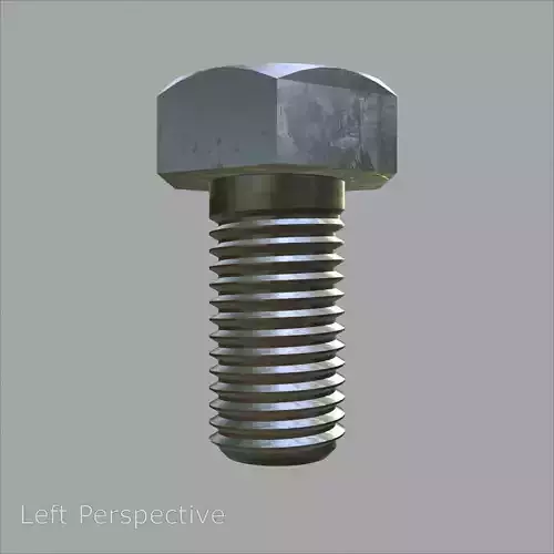 Steel Stained Hex M8 High Precision Bolt with 4K PBR Textures 3D model 3