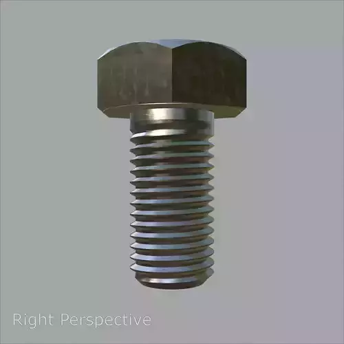 Steel Stained Hex M8 High Precision Bolt with 4K PBR Textures 3D model 4