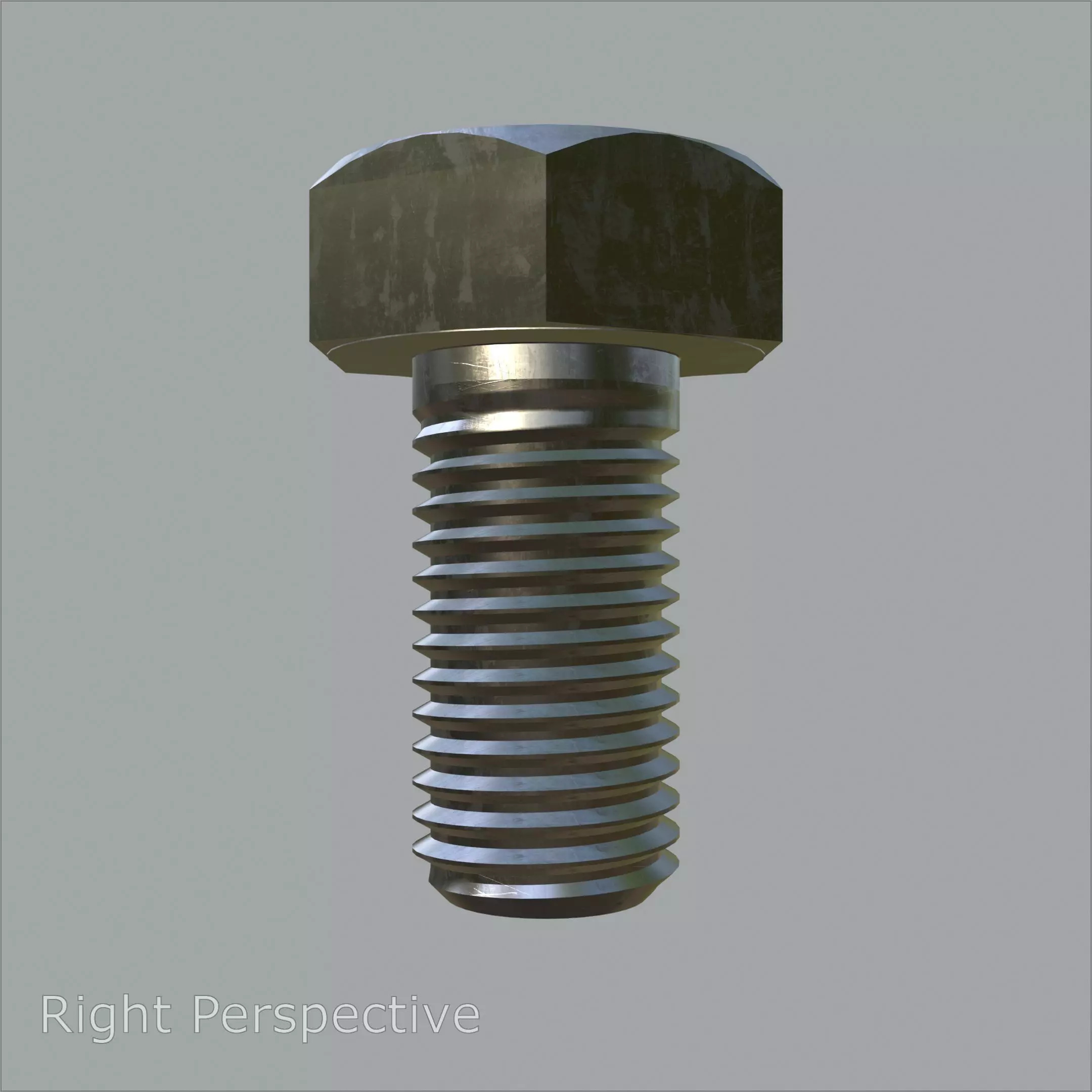 Steel Stained Hex M8 High Precision Bolt with 4K PBR Textures 3D model_3