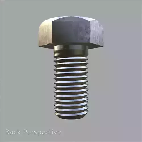 Steel Stained Hex M8 High Precision Bolt with 4K PBR Textures 3D model 2