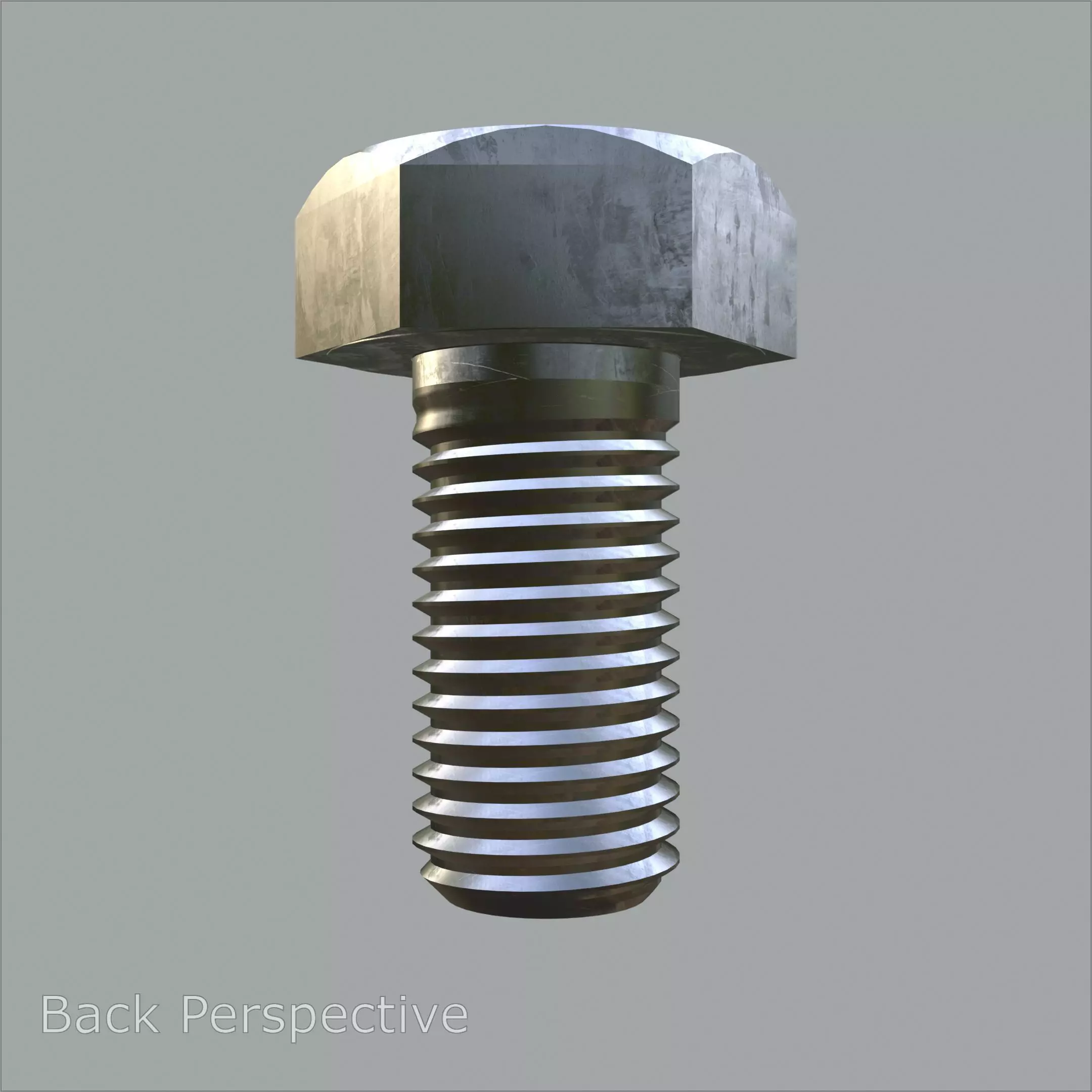 Steel Stained Hex M8 High Precision Bolt with 4K PBR Textures 3D model_1