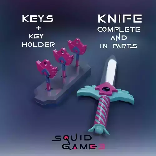 Squid Game S3 Bundle - Knife Complete and in Parts - Keys Stand