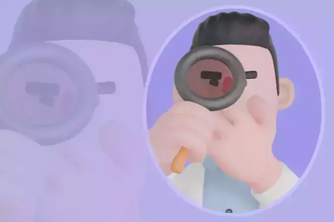 Stylized 3D Male Doctor - Surprised with Magnifying Glass