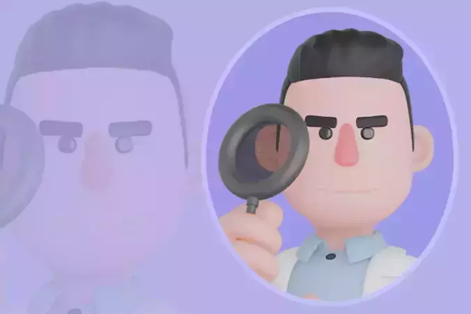Stylized 3D Male Doctor - Magnifying Glass with Thumbs Up 3D model