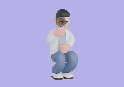 Stylized 3D Male Doctor - Crouching with Magnifying Glass 3D model_2
