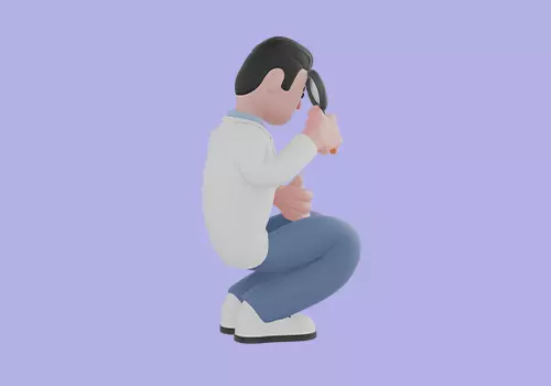 Stylized 3D Male Doctor - Crouching with Magnifying Glass 3D model_5