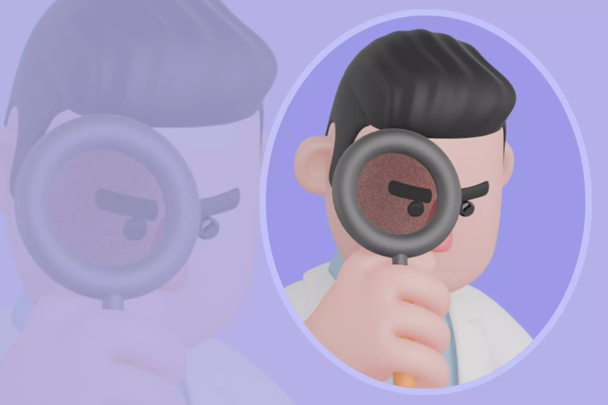 Stylized 3D Male Doctor - Crouching with Magnifying Glass 3D model_0