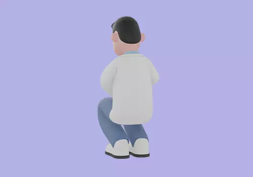 Stylized 3D Male Doctor - Crouching with Magnifying Glass 3D model_4