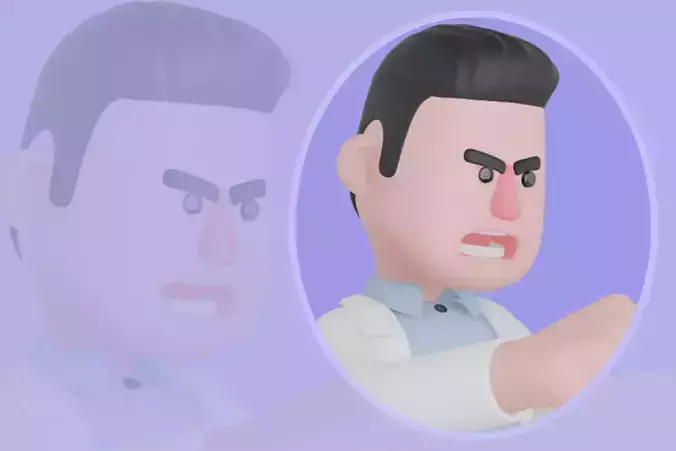 Stylized 3D Male Doctor - Pointing at Document with Angry 