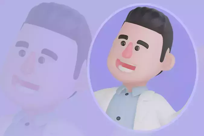 Stylized 3D Male Doctor - Holding Blue Book with Confused Look