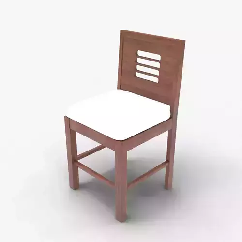 Realistic Wooden Chair 3D Model with White Cushion  High Quality 3D model
