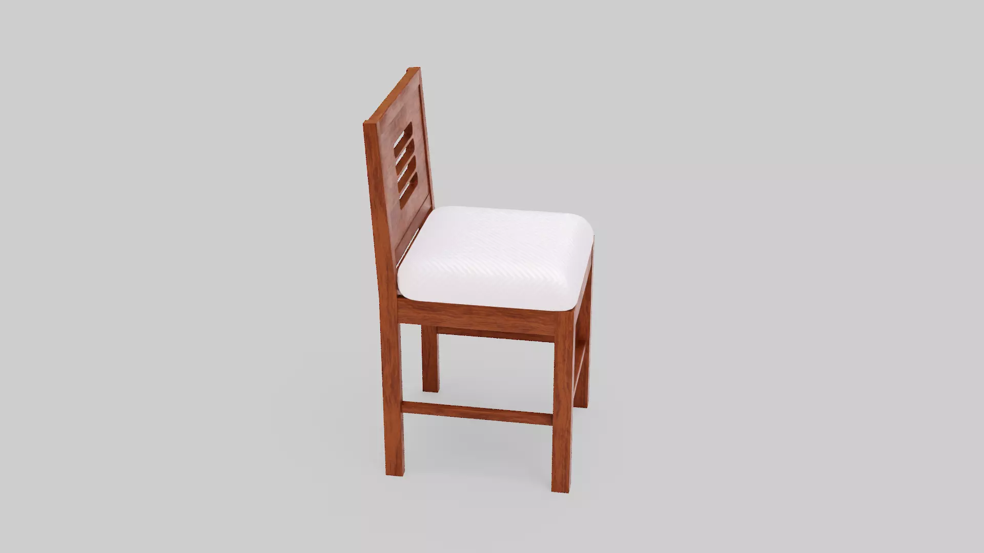 Realistic Wooden Chair 3D Model with White Cushion High Quality Low-poly 3D model_8