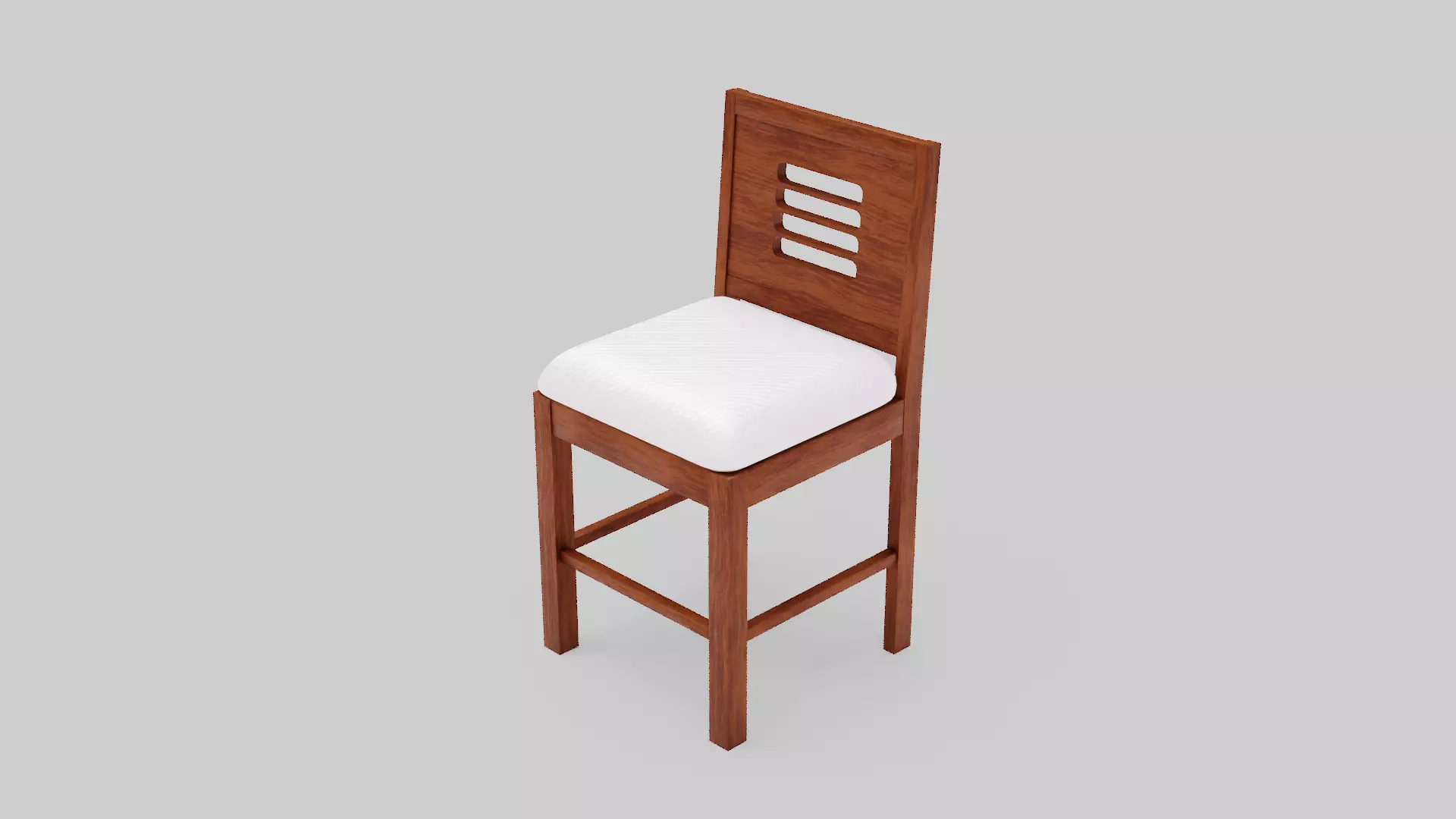 Realistic Wooden Chair 3D Model with White Cushion High Quality Low-poly 3D model_3