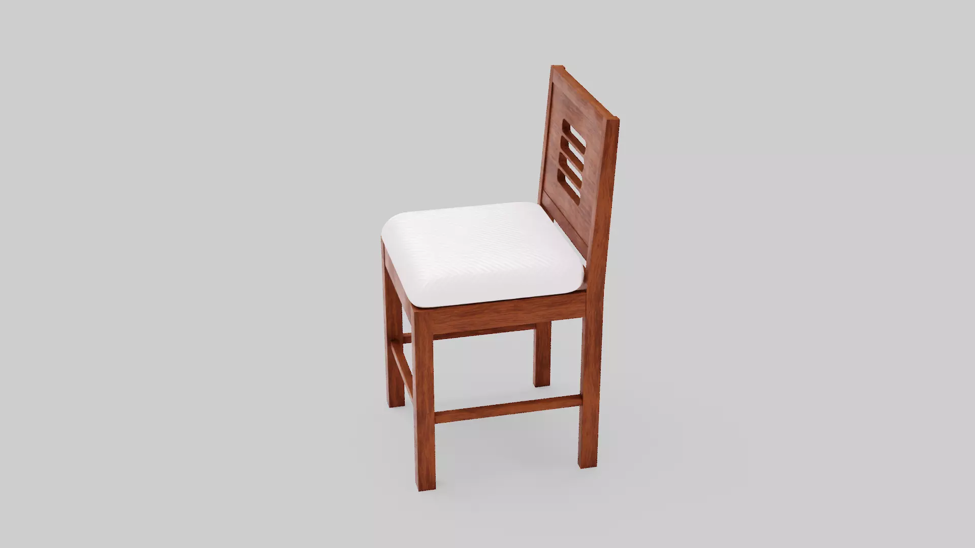 Realistic Wooden Chair 3D Model with White Cushion High Quality Low-poly 3D model_4