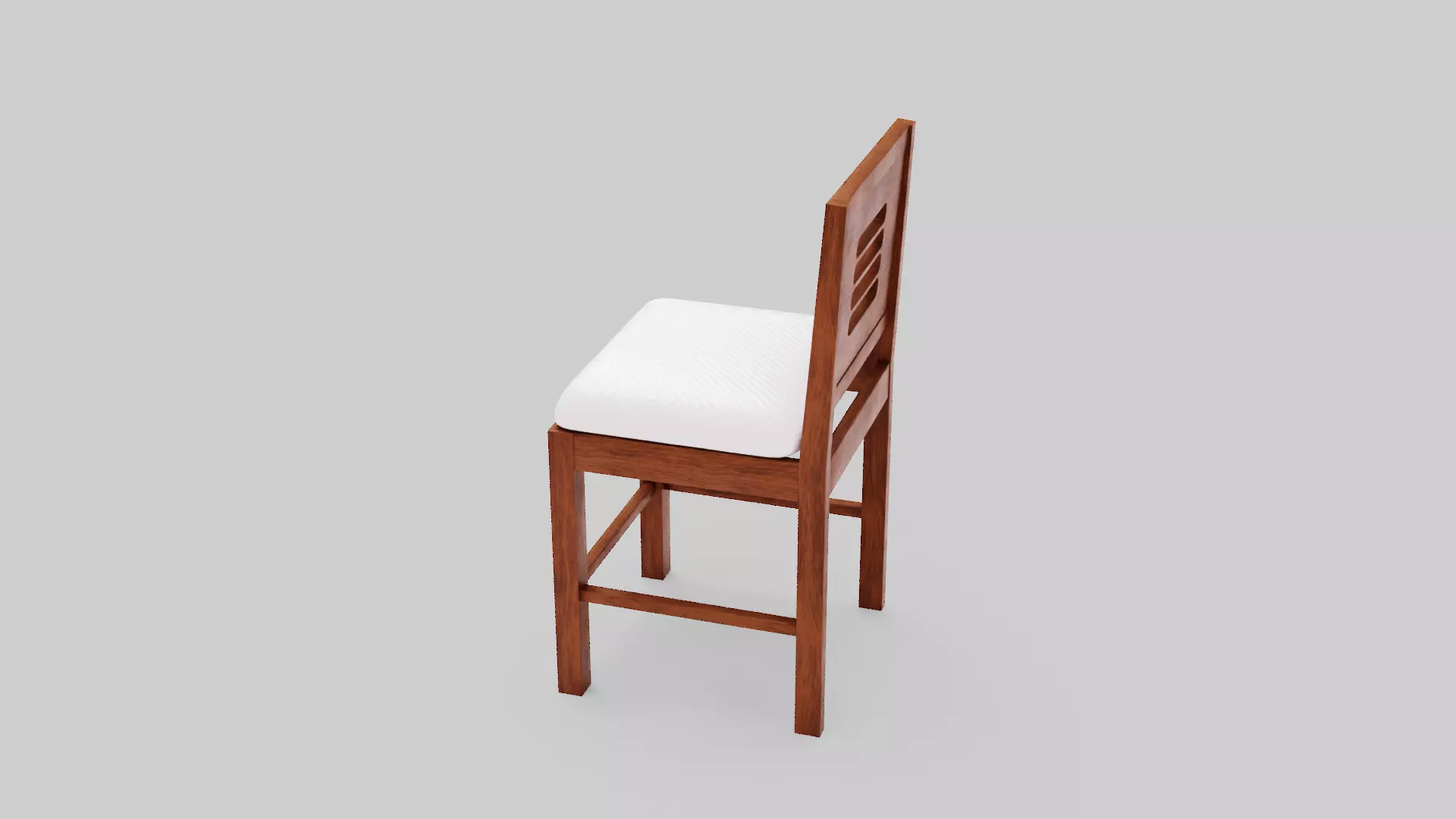 Realistic Wooden Chair 3D Model with White Cushion High Quality Low-poly 3D model_6