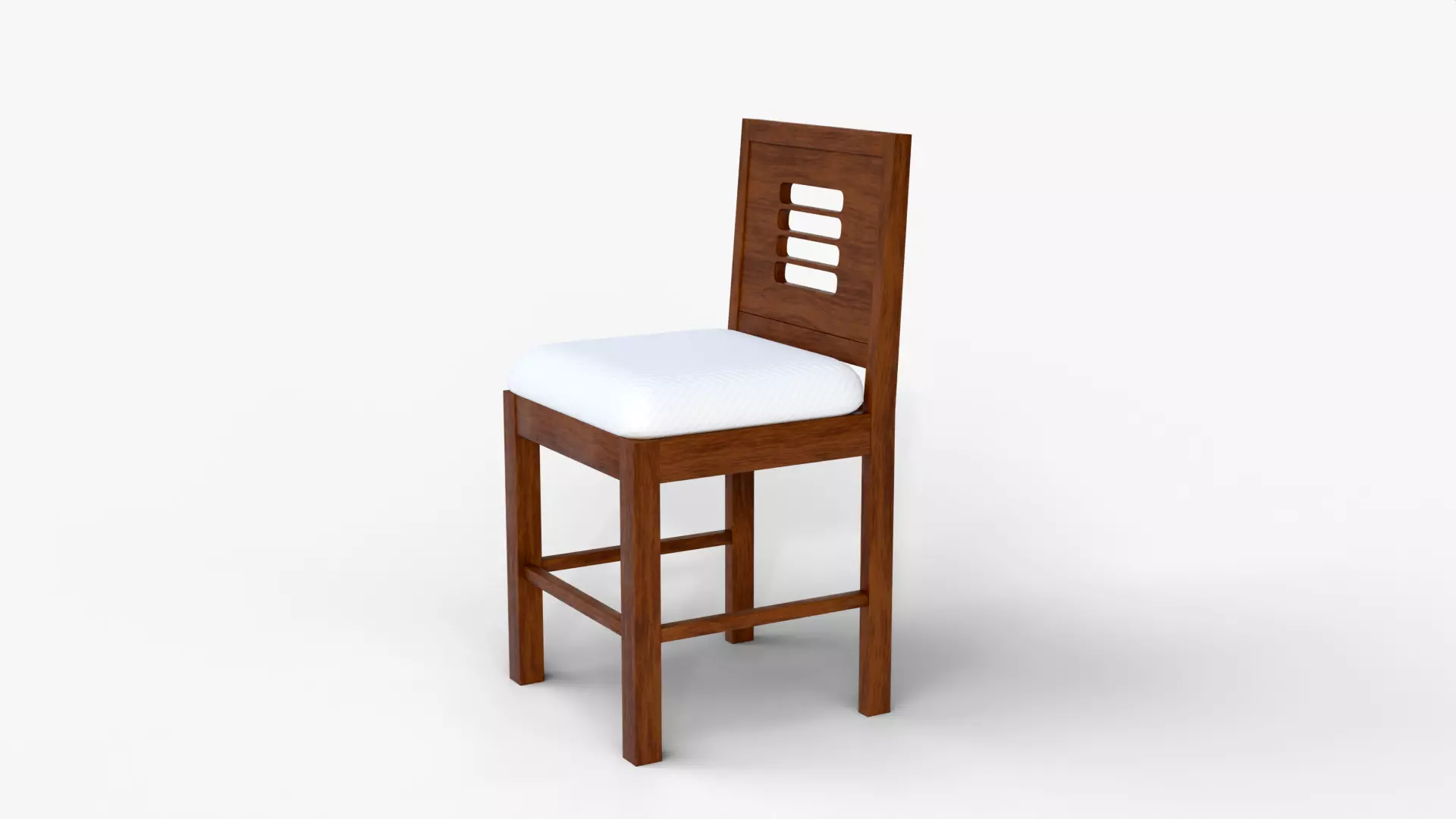 Realistic Wooden Chair 3D Model with White Cushion High Quality Low-poly 3D model_2