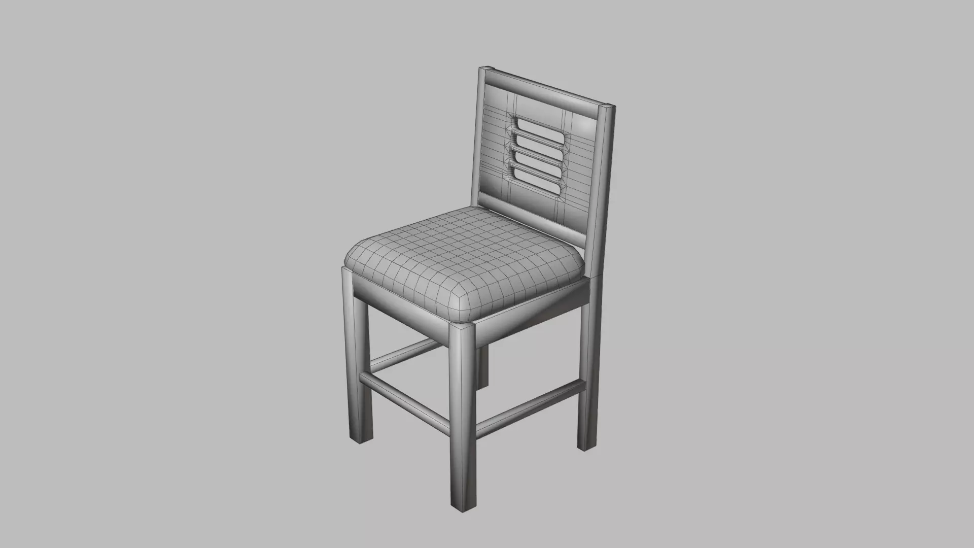 Realistic Wooden Chair 3D Model with White Cushion High Quality Low-poly 3D model_10