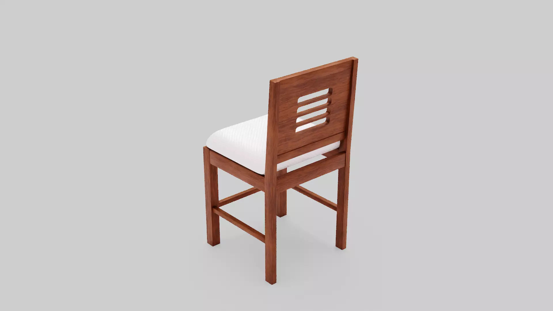 Realistic Wooden Chair 3D Model with White Cushion High Quality Low-poly 3D model_7