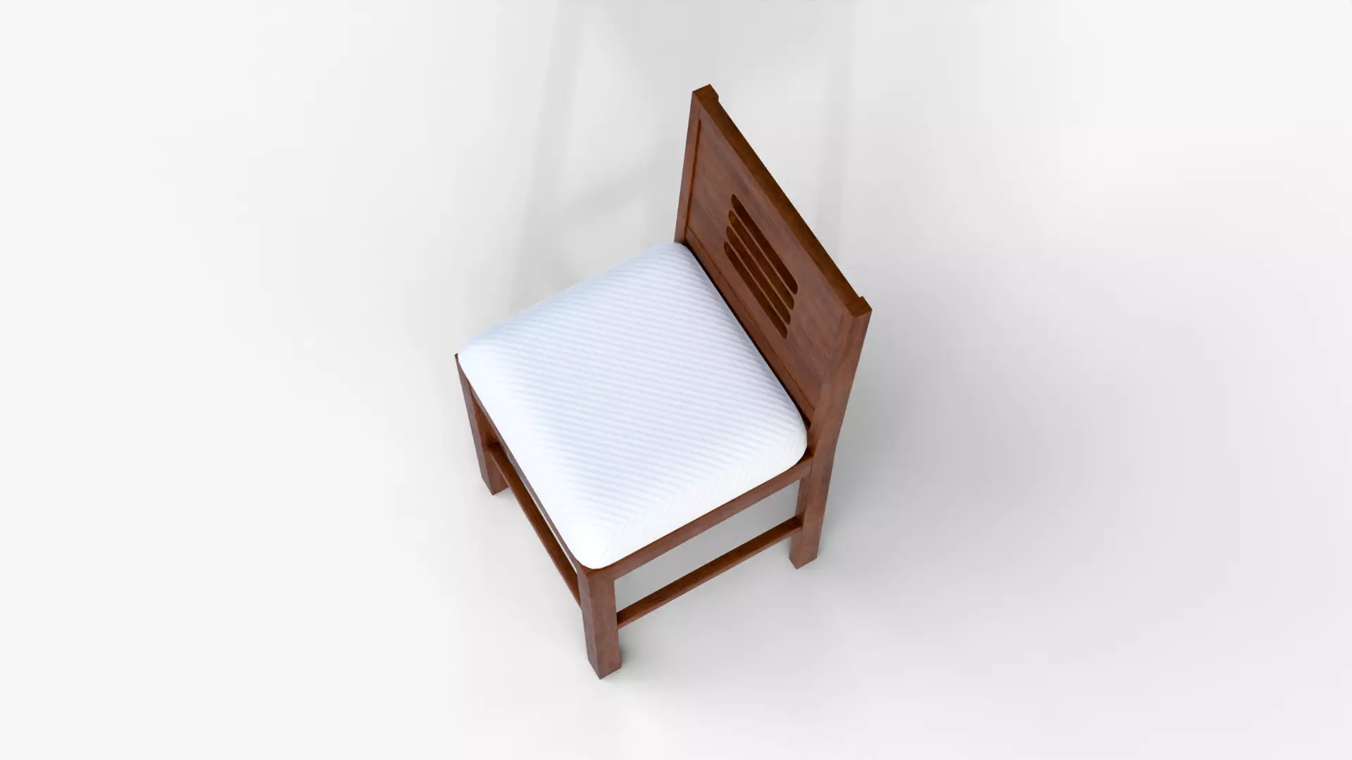 Realistic Wooden Chair 3D Model with White Cushion High Quality Low-poly 3D model_5