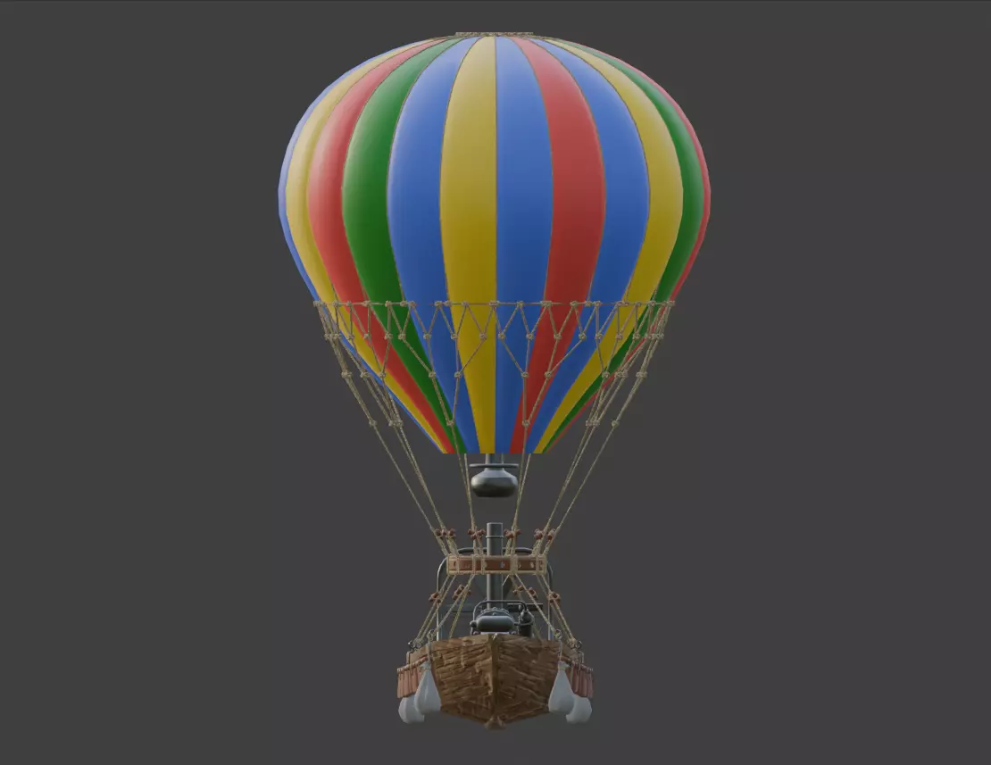 Hot Air Balloon Boat Low-poly 3D model_13