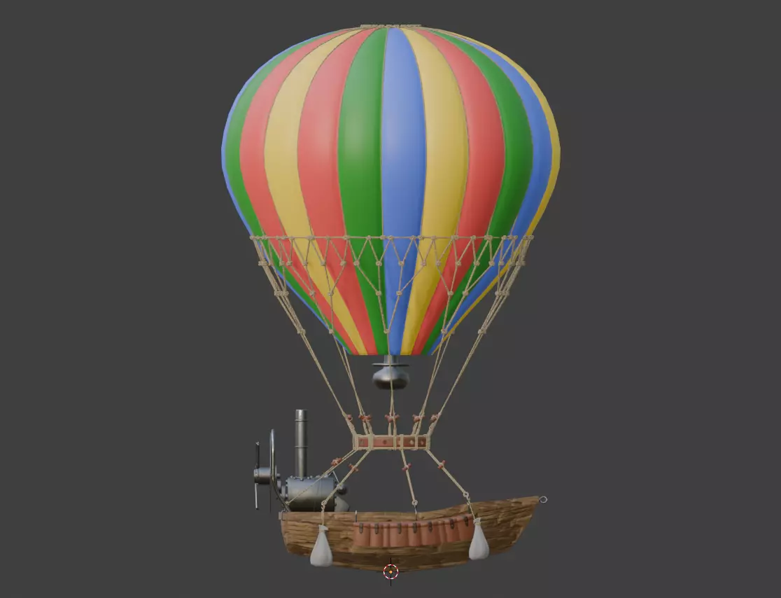 Hot Air Balloon Boat Low-poly 3D model_11