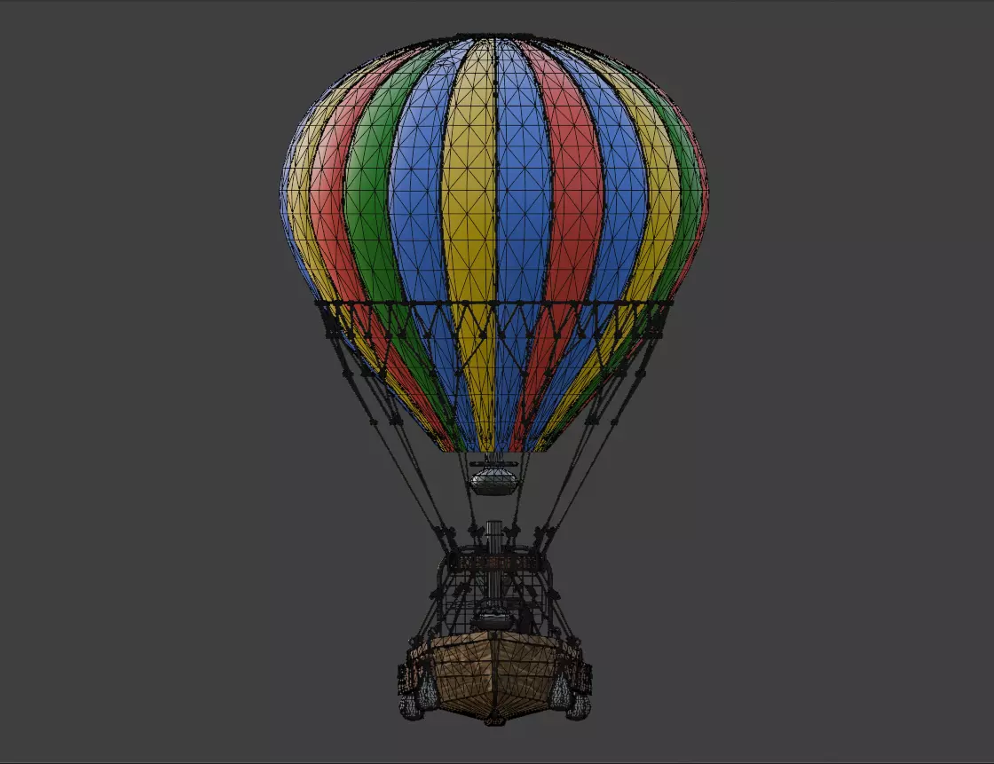 Hot Air Balloon Boat Low-poly 3D model_14