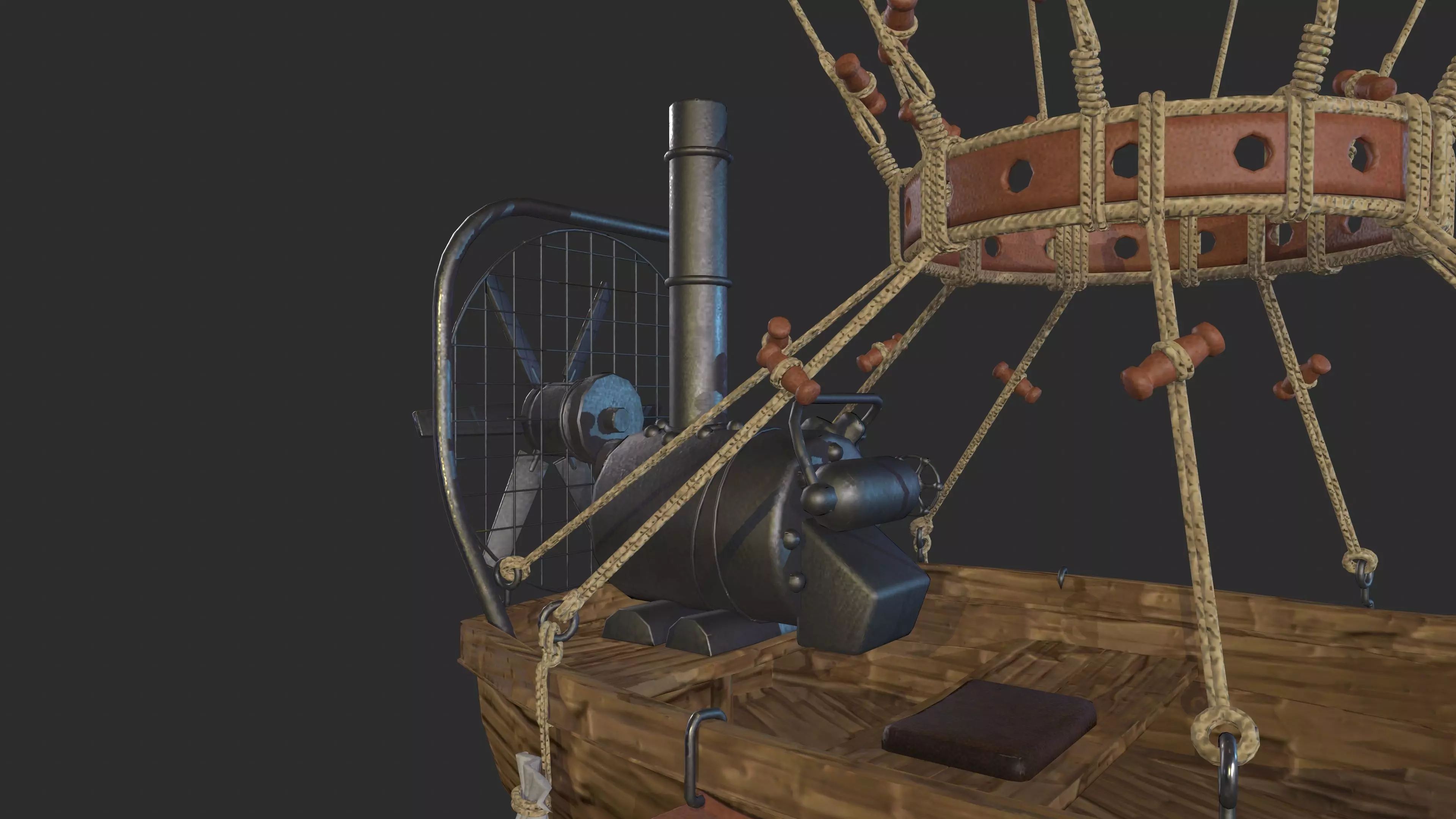 Hot Air Balloon Boat Low-poly 3D model_5