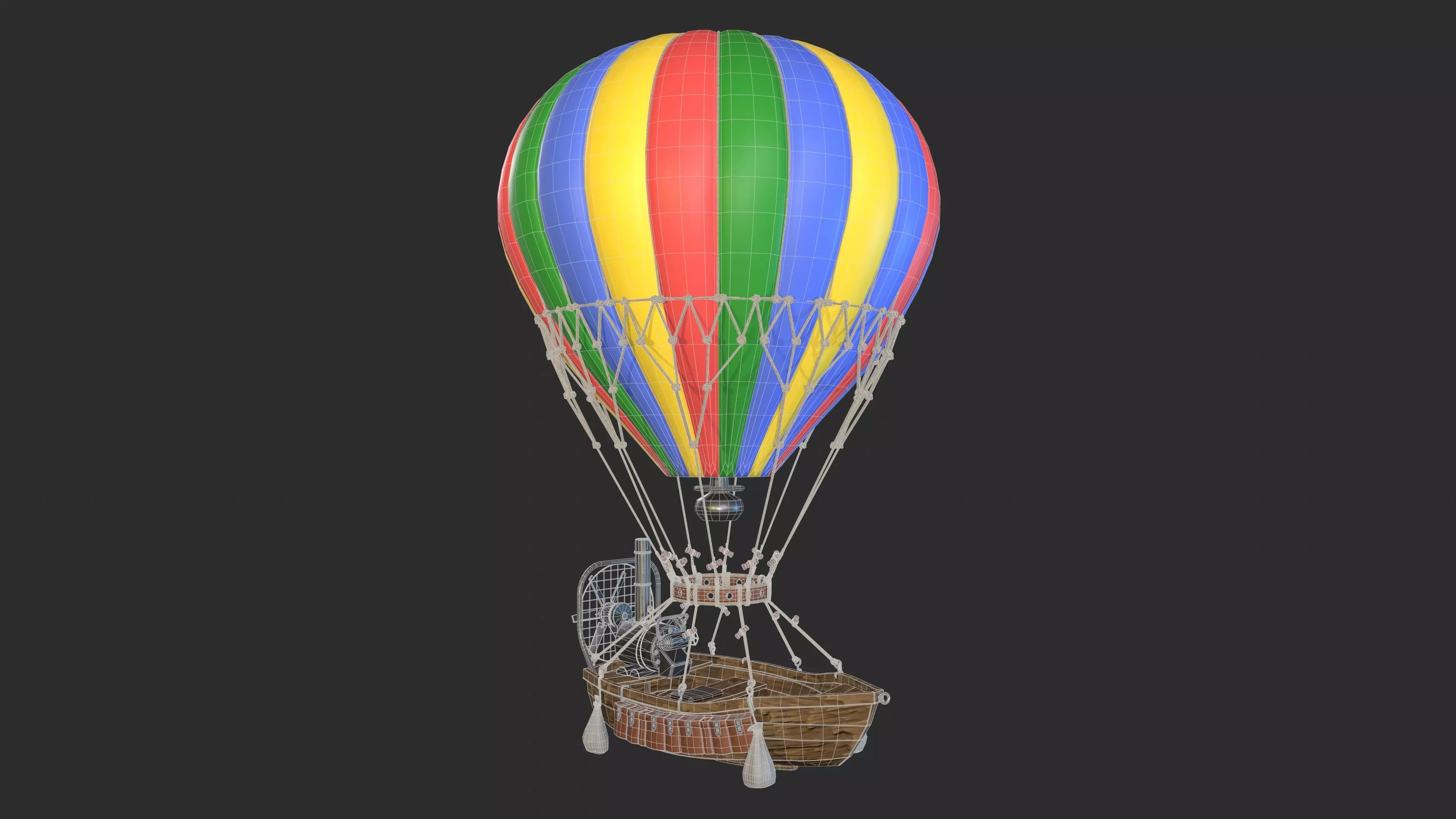 Hot Air Balloon Boat Low-poly 3D model_6