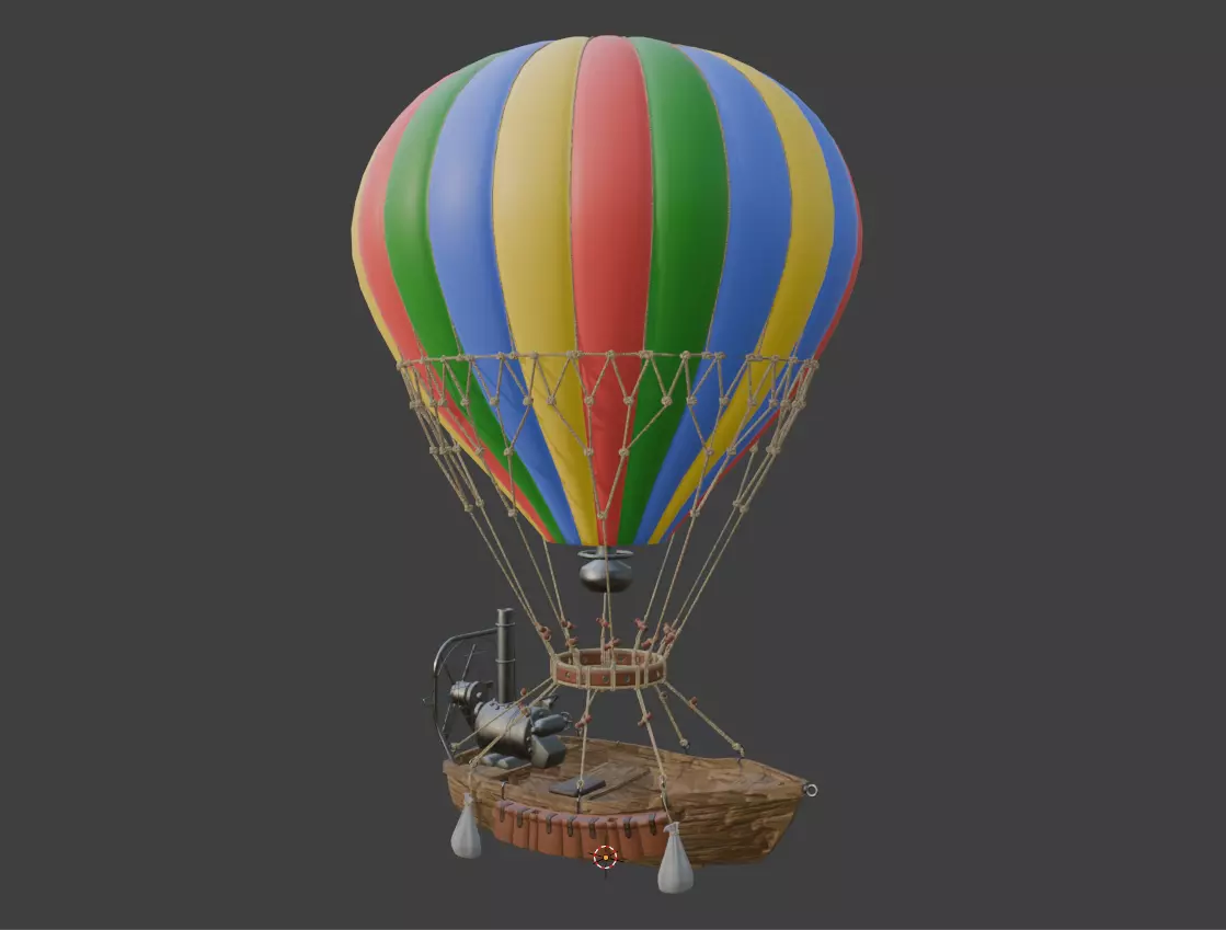 Hot Air Balloon Boat Low-poly 3D model_7