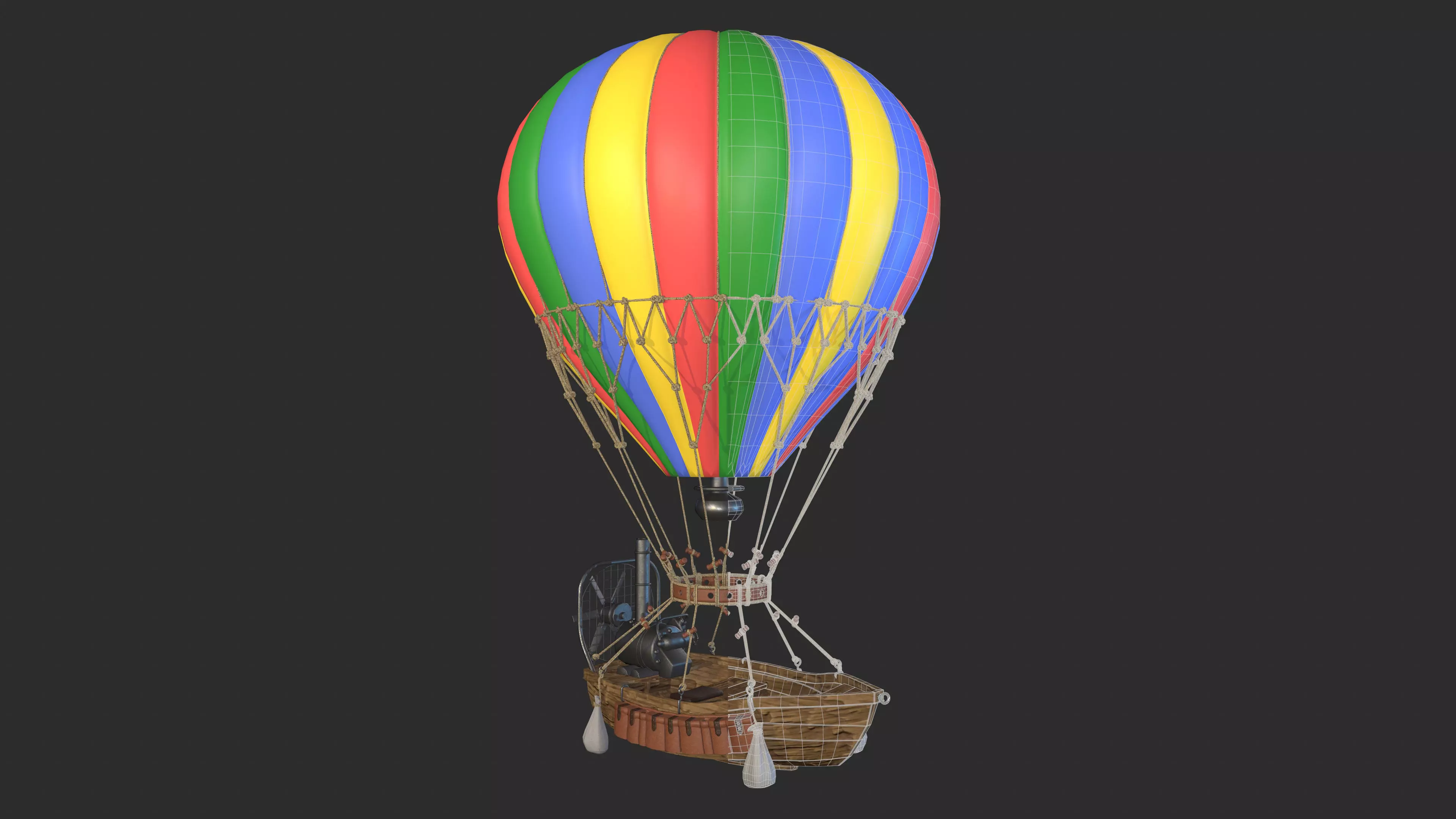 Hot Air Balloon Boat Low-poly 3D model_4