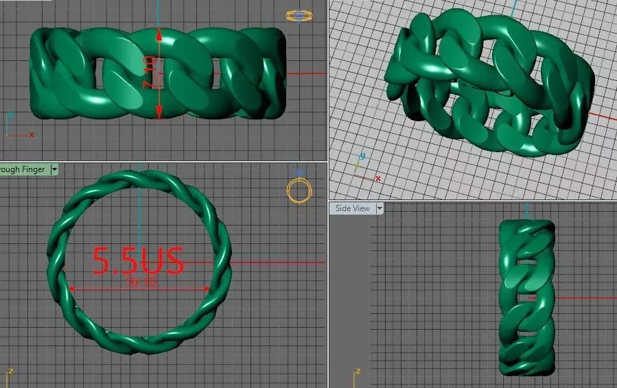 Cuban Link Chain Ring 7mm Wide 3D print model_8