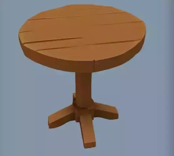 Round wooden table with pedestal base