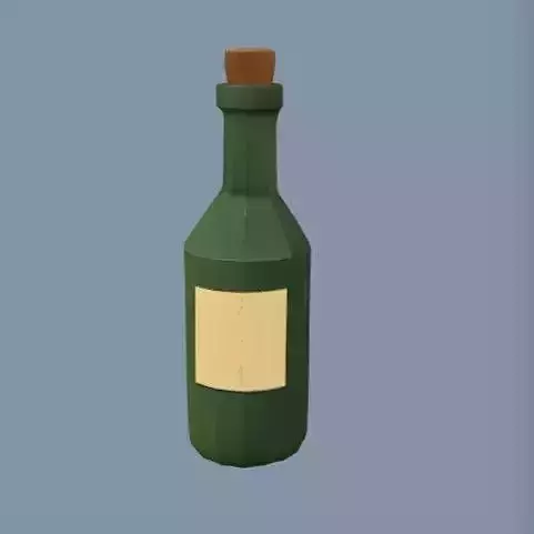 Green bottle with cork stopper 3D model
